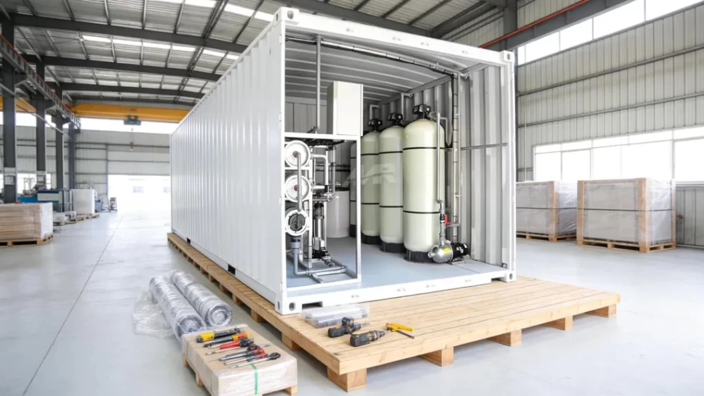 3TH Salty Water Desalination Containerised RO Plant Packaging and Global Delivery